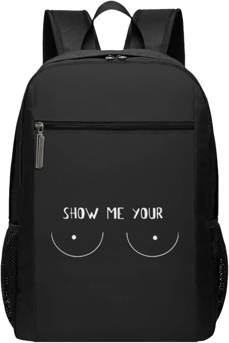 Show Me Your Boobs Travel Laptop Backpack, Business Anti Theft Slim Sturdy Laptops Backpacks, College Computer Bag Gift for Men & Women Fits 17 Inch Notebook,Black
