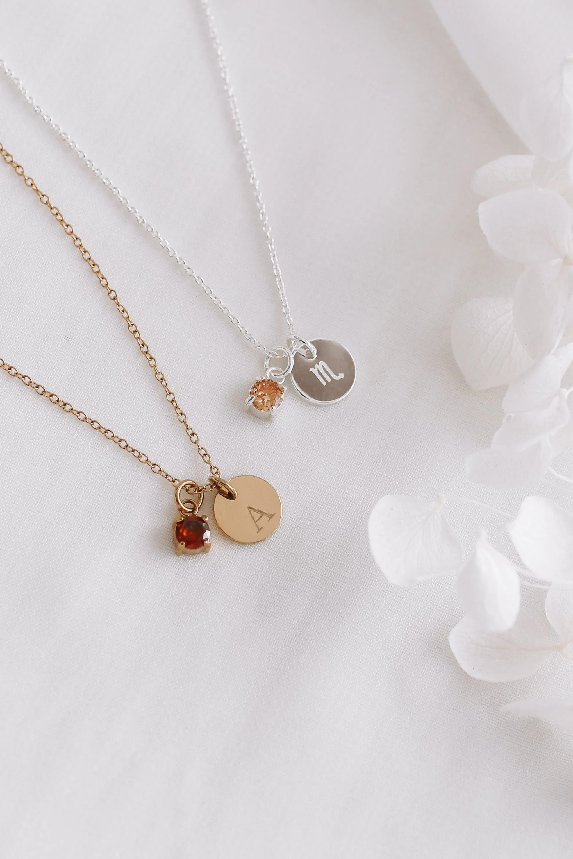 Sienna - Stainless Steel Engraved Birthstone Necklace