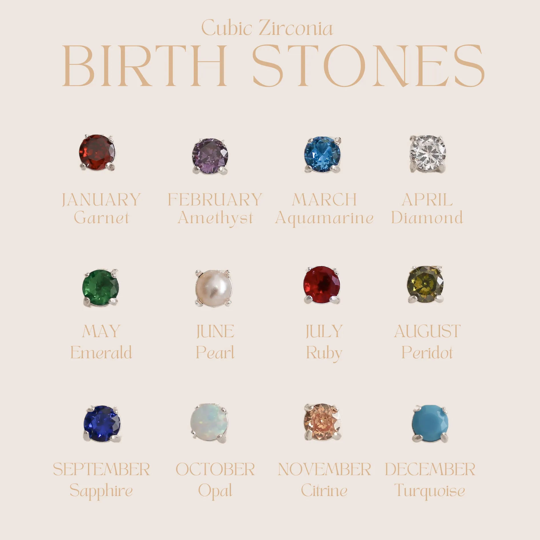 Sienna - Stainless Steel Engraved Birthstone Necklace