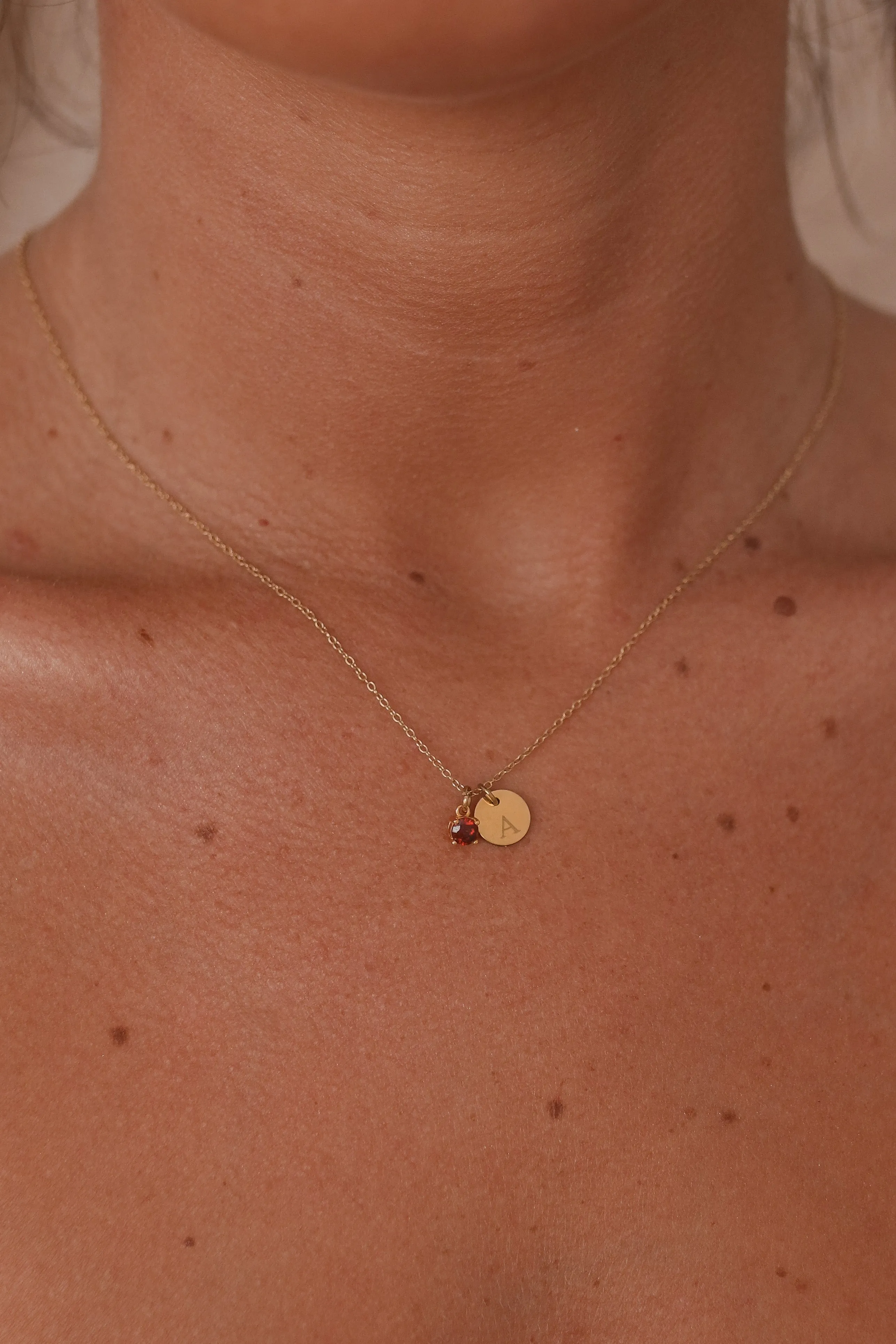Sienna - Stainless Steel Engraved Birthstone Necklace