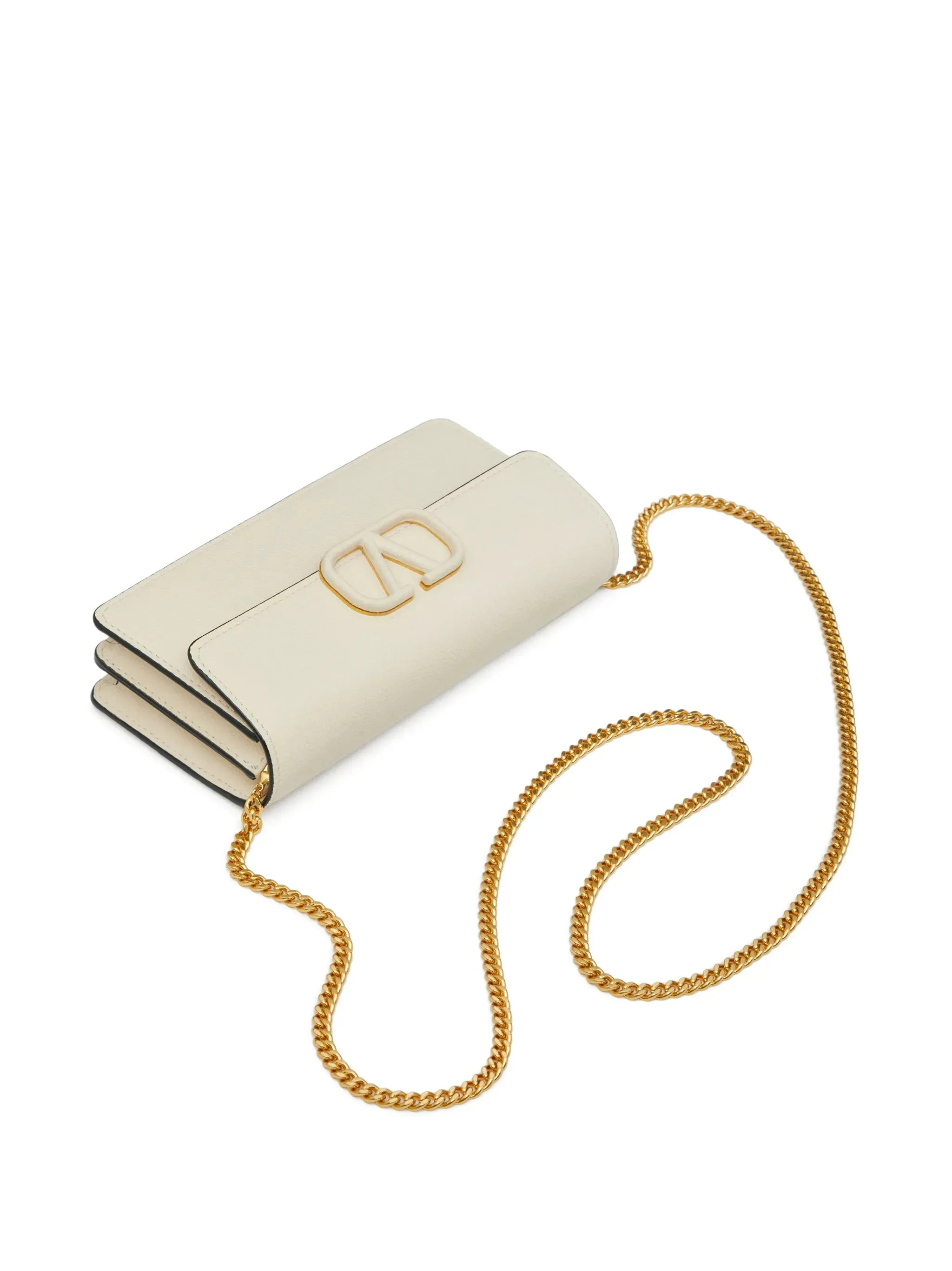 Signature VLogo chain Artistic flair Economical wallet leather