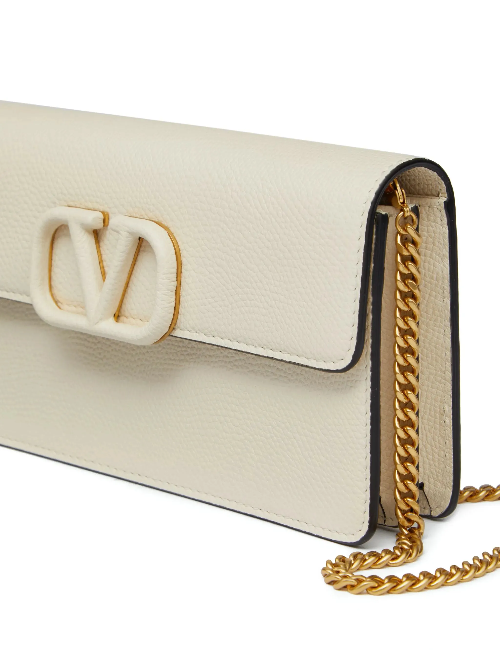 Signature VLogo chain Artistic flair Economical wallet leather