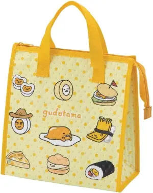 Skater Sanrio Gudetama Insulated Lunch Bag Japan Thermal Tote - Zipper Closure & Carry Handles - Keeps Food Hot or Cold - Foldable & Reusable - Authentic Licensed Sanrio Product