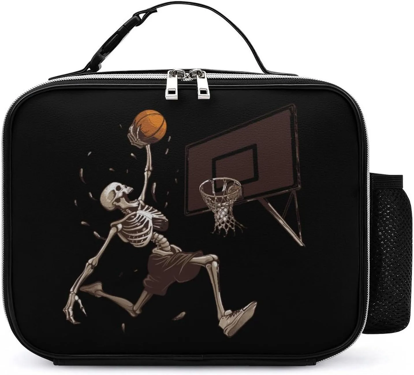 Skeleton Basketball Slam Dunk Lunch Bag Insulated Lunch Box Container Reusable Lunch Tote Bag for Office Work Travel