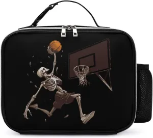 Skeleton Basketball Slam Dunk Lunch Bag Insulated Lunch Box Container Reusable Lunch Tote Bag for Office Work Travel