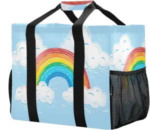 Sketch Rainbow Foldable Travel Duffel Bag for Men Women Waterproof Weekender Overnight Carry On Tote Bag with Comfortable Handle Hospital Bag for Airplane Business Trips Sport Hospital