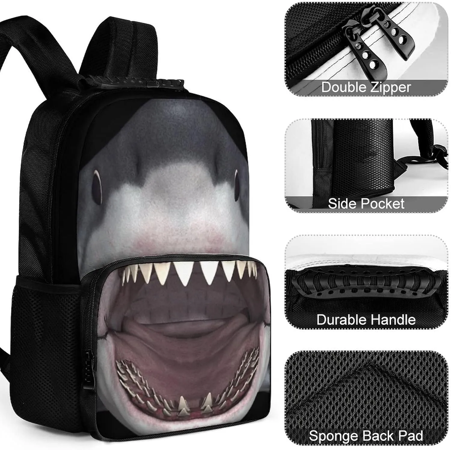 Skymoon Children's 3D Animal School Backpacks (16 Inch,Shark)