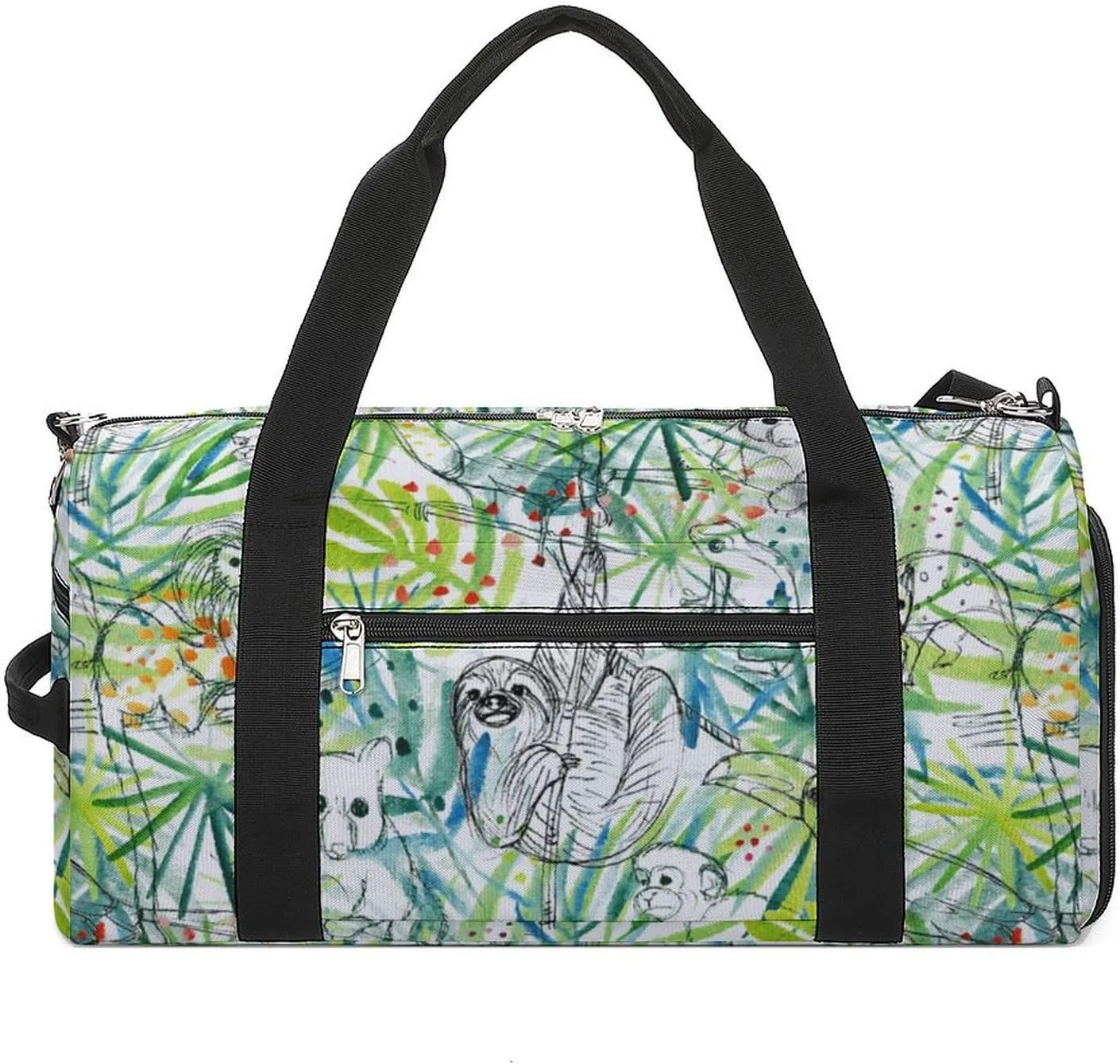 Sloth and Nature Gym Bag for Men Women Travel Duffle Bags with Shoes Compartment Swim Dance Yoga