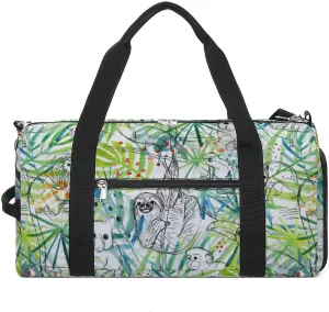 Sloth and Nature Gym Bag for Men Women Travel Duffle Bags with Shoes Compartment Swim Dance Yoga