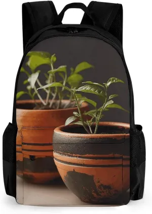 Small Clay Pot Travel Backpack Lightweight Large Capacity Laptop Backpack Casual Daypack for Men Women