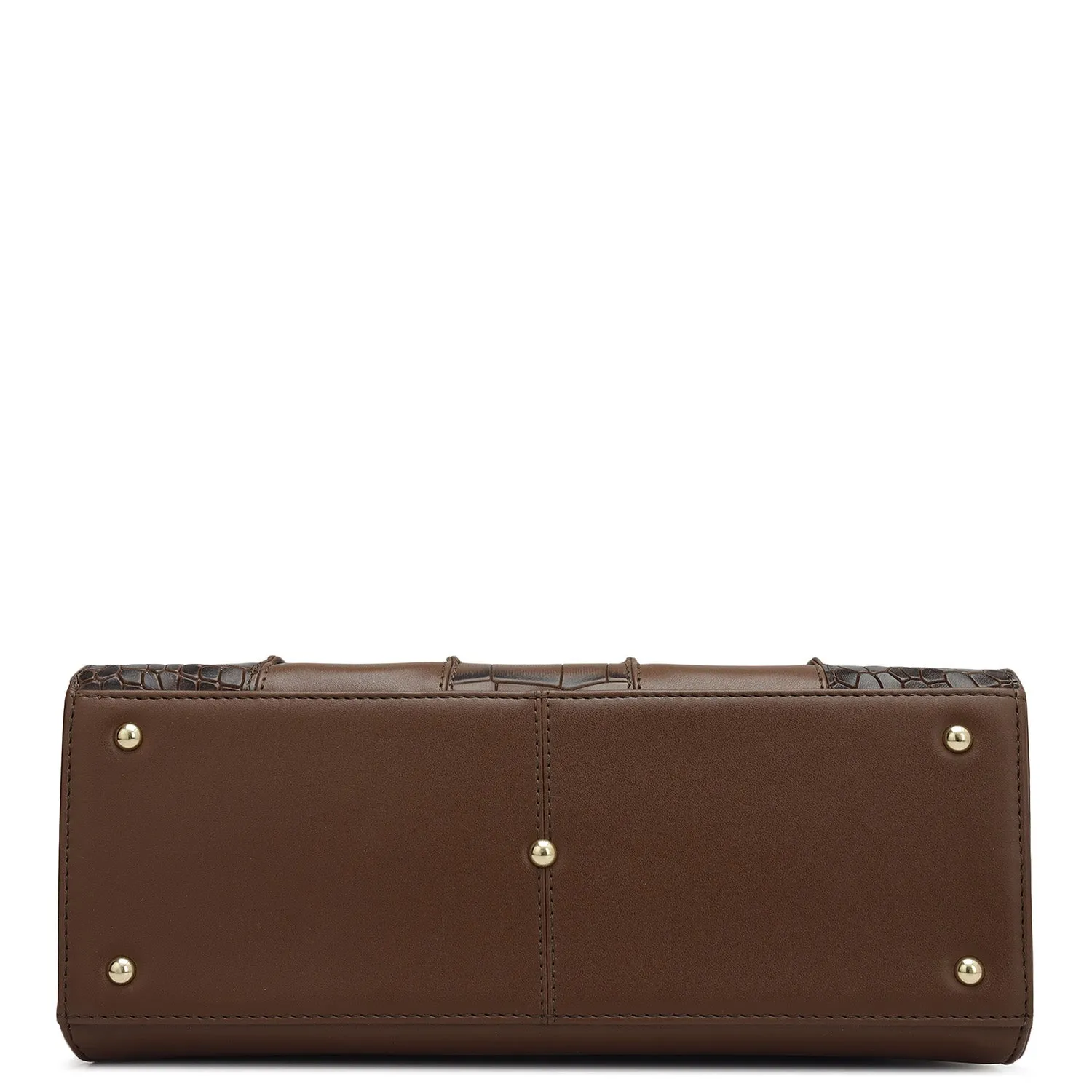 Small Croco Plain Leather Satchel - Date