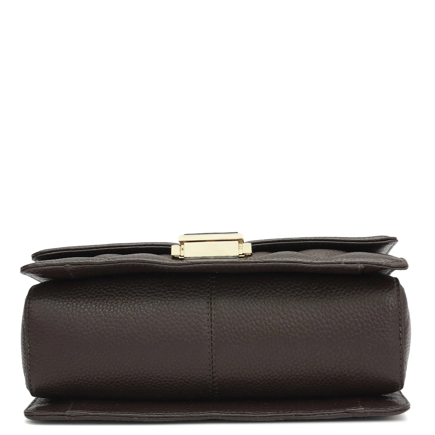 Small Quilting Leather Satchel - Chocolate