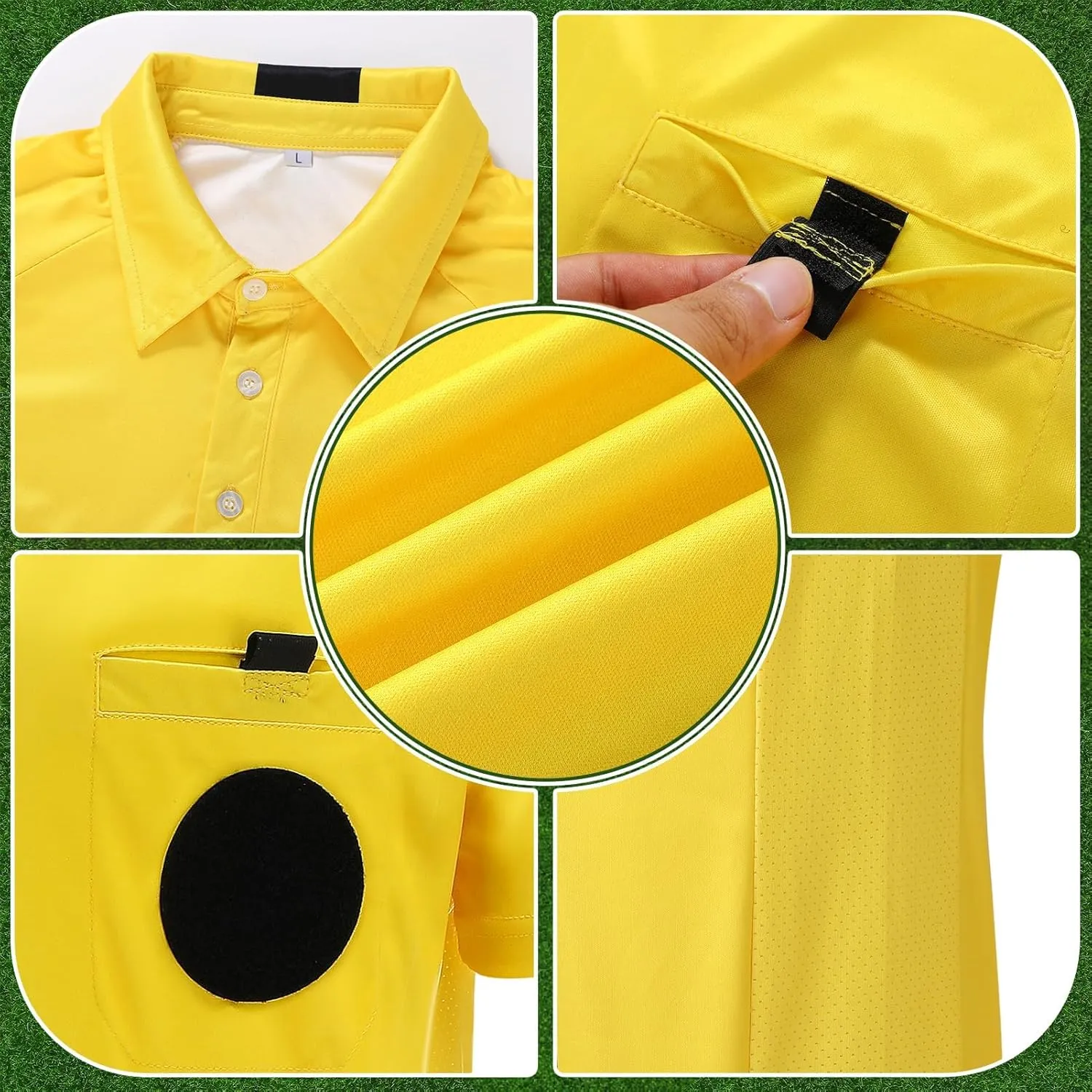 Soccer Referee Kit, 6 Pcs Soccer Referee Shirt Jersey Umpire Uniform Football Referee Costume for Adult Teenager