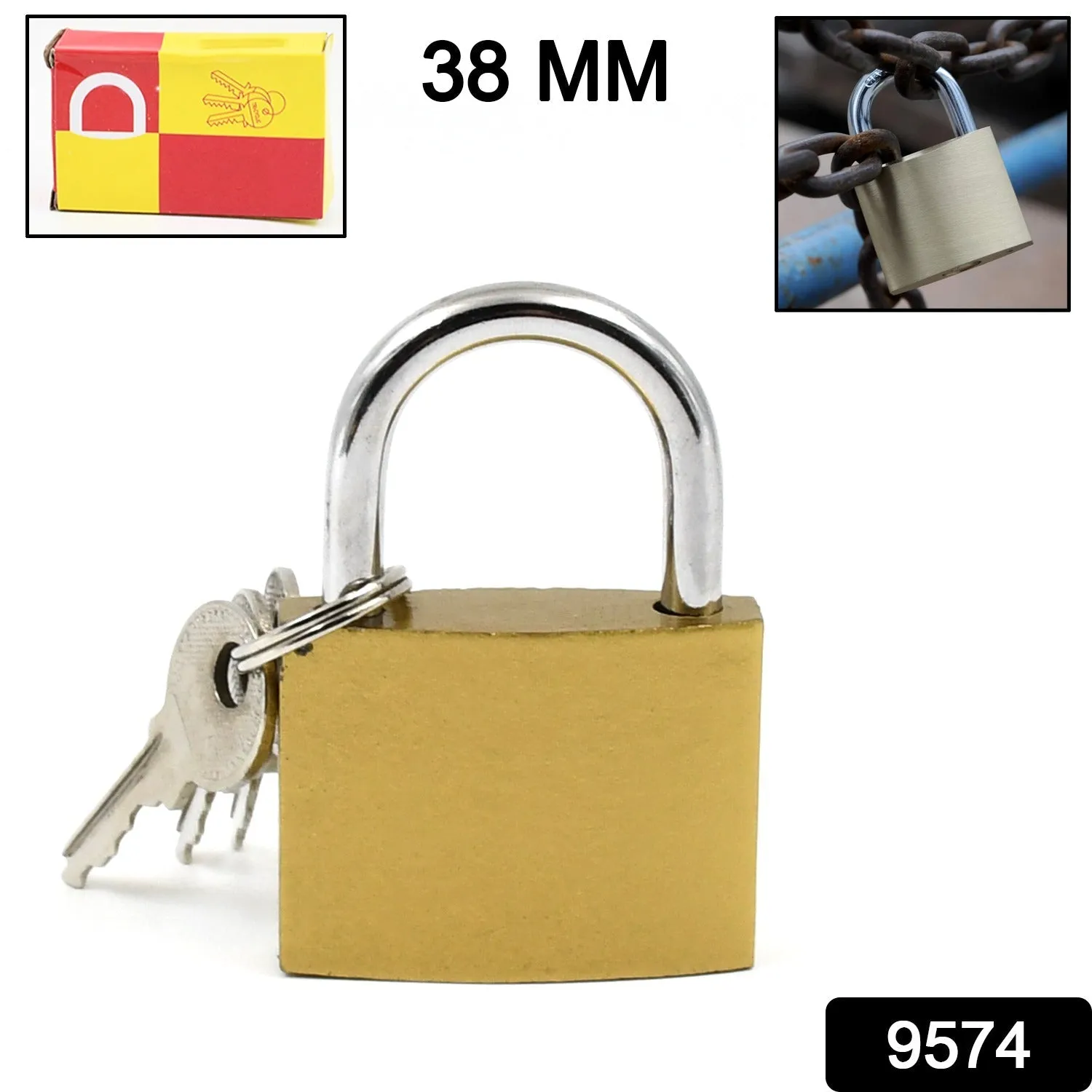 Solid Keys 38 / mm Price-conscious 3 Timeless Padlock Multipurpose Pc) 1