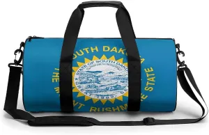 South Dakota State Flag Funny Gym Bag Travel Tote Bag Duffel Bag for Men Women Weekender Sports Vacation