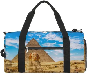 Sphinx and Pyramid Duffle Bag with Shoes Compartment Waterproof Gym Tote Bags Travel Overnight Bags