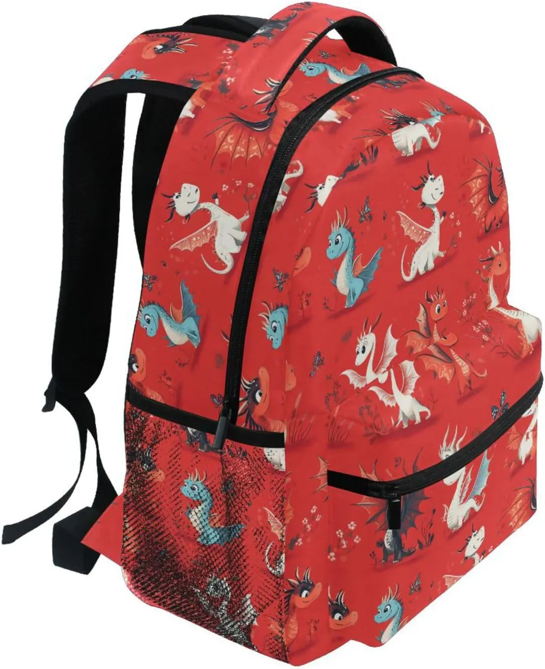 Sport Backpack for Men Women Waterproof Stylish Travel Bags with Chest Strap for Business Work College Travel Trip Cartoon Cute Dragon Red