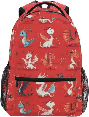 Sport Backpack for Men Women Waterproof Stylish Travel Bags with Chest Strap for Business Work College Travel Trip Cartoon Cute Dragon Red