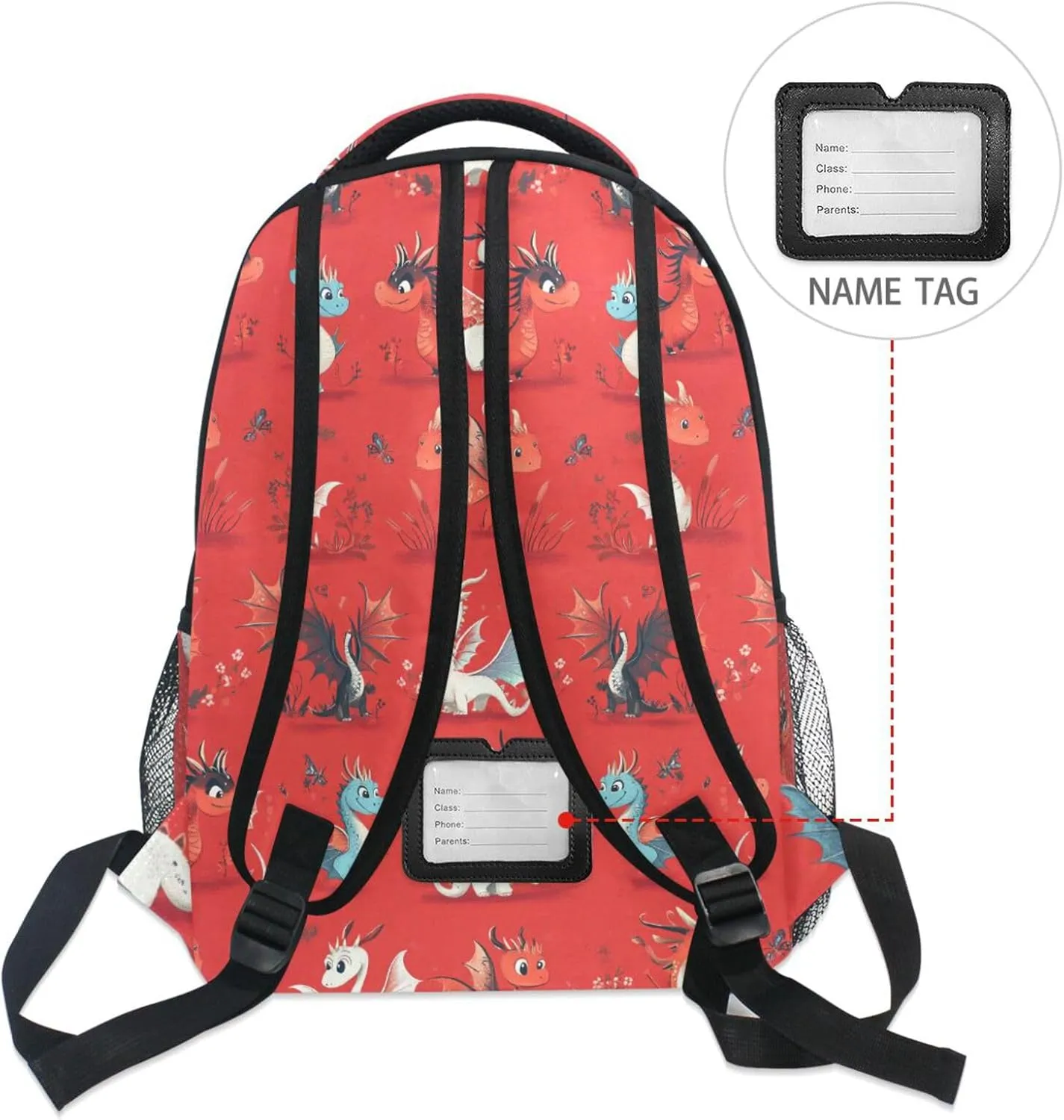 Sport Backpack for Men Women Waterproof Stylish Travel Bags with Chest Strap for Business Work College Travel Trip Cartoon Cute Dragon Red