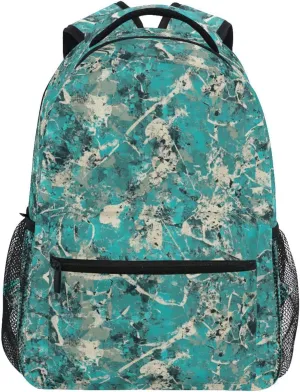 Sport Backpack for Women Men Fashion Laptop Bookbag with Chest Strap for College Work Army Camouflage Turquoise Camouflage