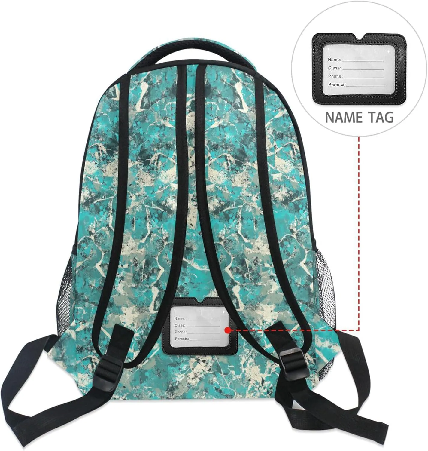 Sport Backpack for Women Men Fashion Laptop Bookbag with Chest Strap for College Work Army Camouflage Turquoise Camouflage