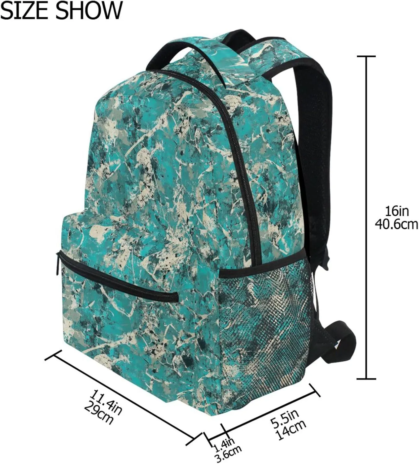 Sport Backpack for Women Men Fashion Laptop Bookbag with Chest Strap for College Work Army Camouflage Turquoise Camouflage