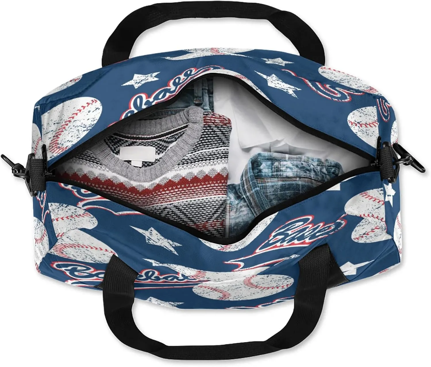 Sport Baseball Kids Duffel Bag Lightweight Waterproof Sports Gym Bag with Front Zipper Pocket Foldable Weekender Overnight Bag for School Practice Gymnastic Ballet
