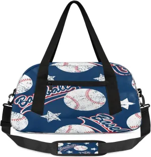 Sport Baseball Kids Duffel Bag Lightweight Waterproof Sports Gym Bag with Front Zipper Pocket Foldable Weekender Overnight Bag for School Practice Gymnastic Ballet