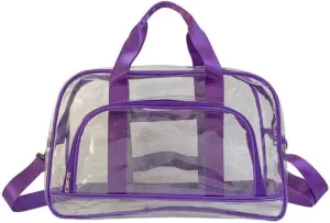 Sport Gym Yoga Dance Large Clear Travel Duffle Bag for Women Girls Weekender Overnight Duffel Bag (Purple)