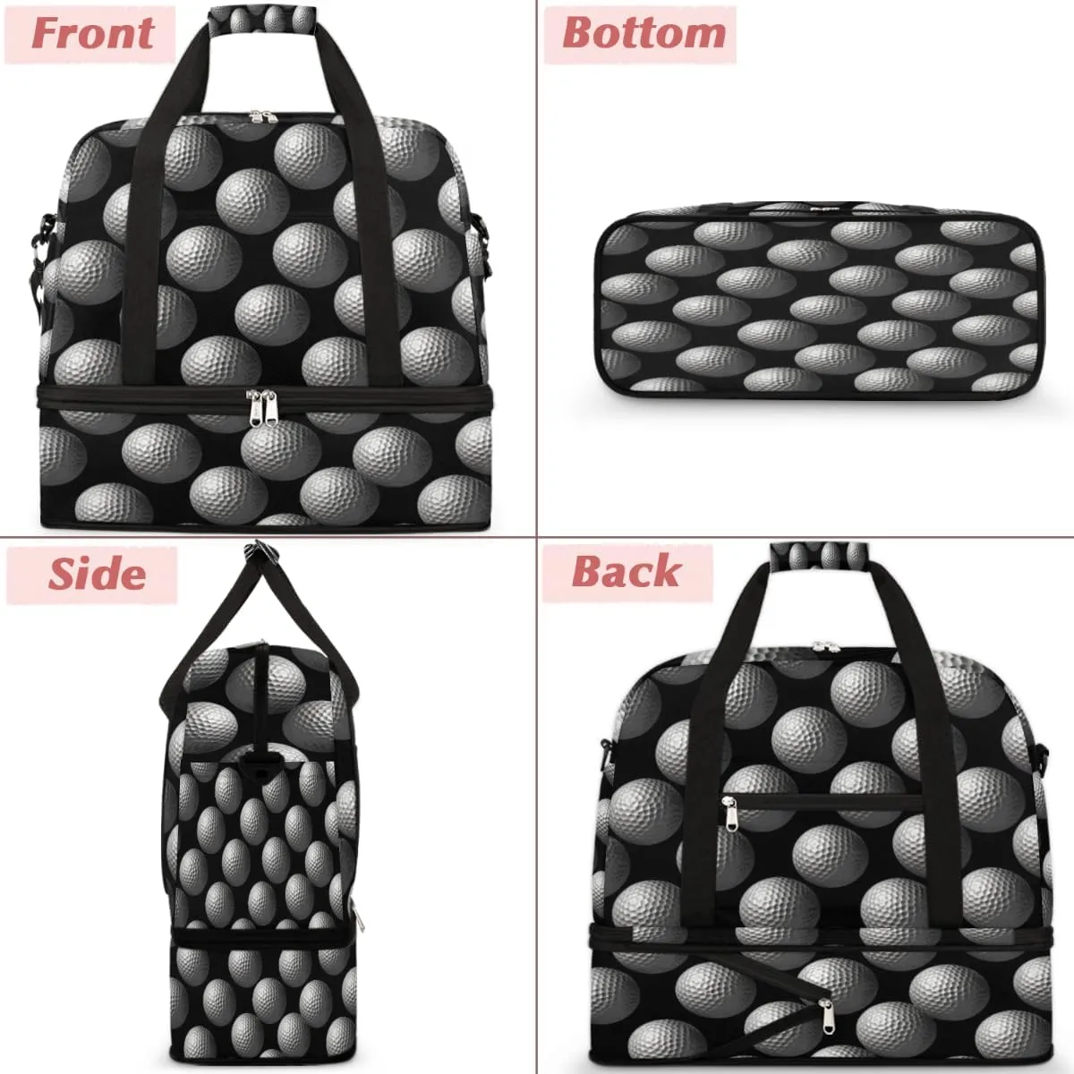 Sports Golf Ball Foldable Duffle Bag with Shoes Compartment Large Capacity Waterproof Travel Weekender Bag Overnight Bag for Sports Gym