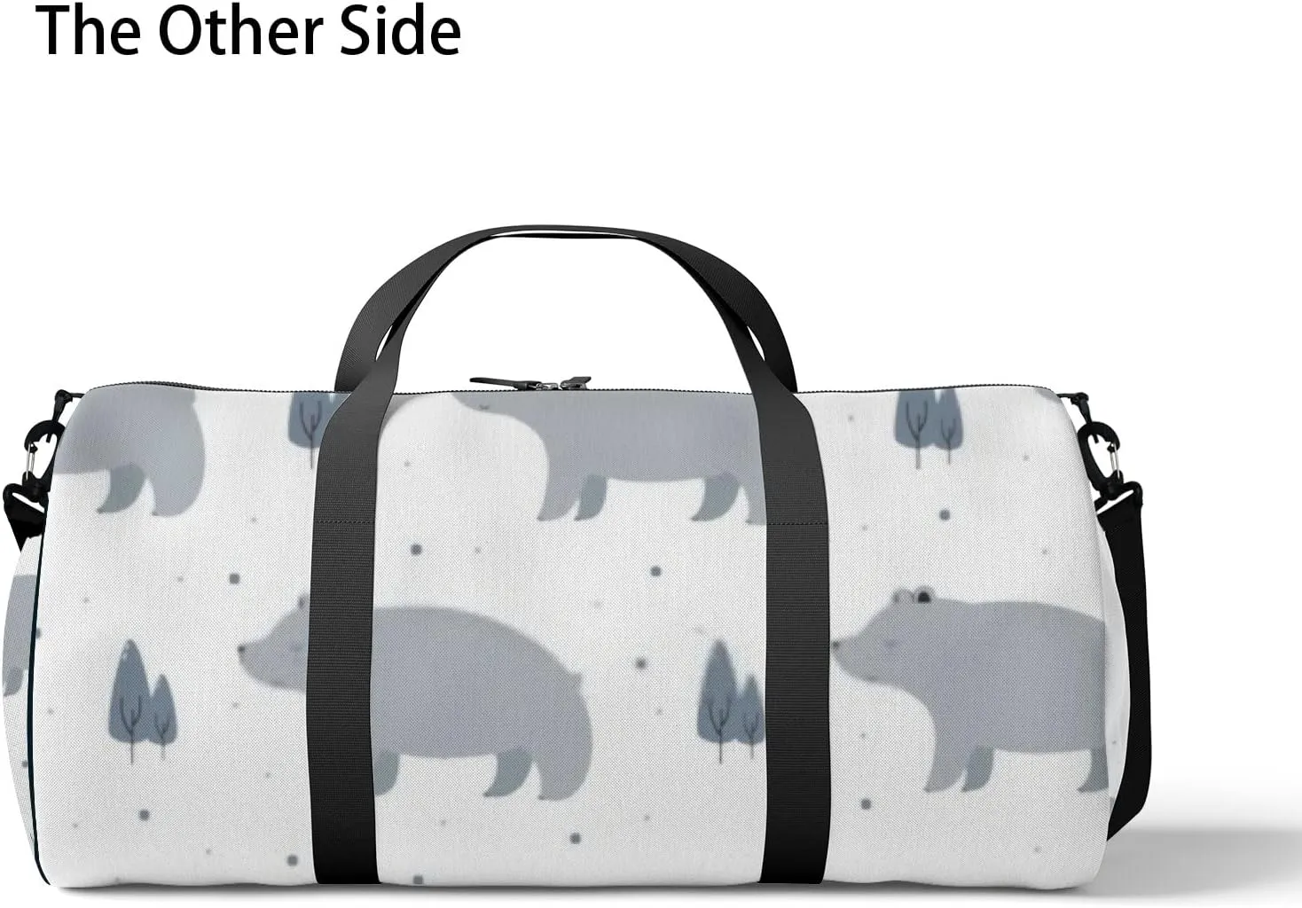 Sports Gym Bag for Women and Men Waterproof Big Bear Pine Tree Cartoon White Duffel Bag Lightweight Carryon Traveling Boarding Gripsack