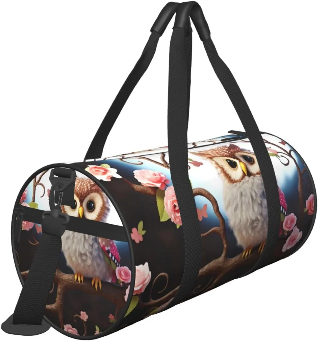 Sports Gym Bag for Women Men Travel Duffel Bag Tote Weekender Bag Carry on Overnight Bag for Travel Swimming Fitness Workout Sports Cute Owl Tree Flowers and Squirrel Duffle Bag