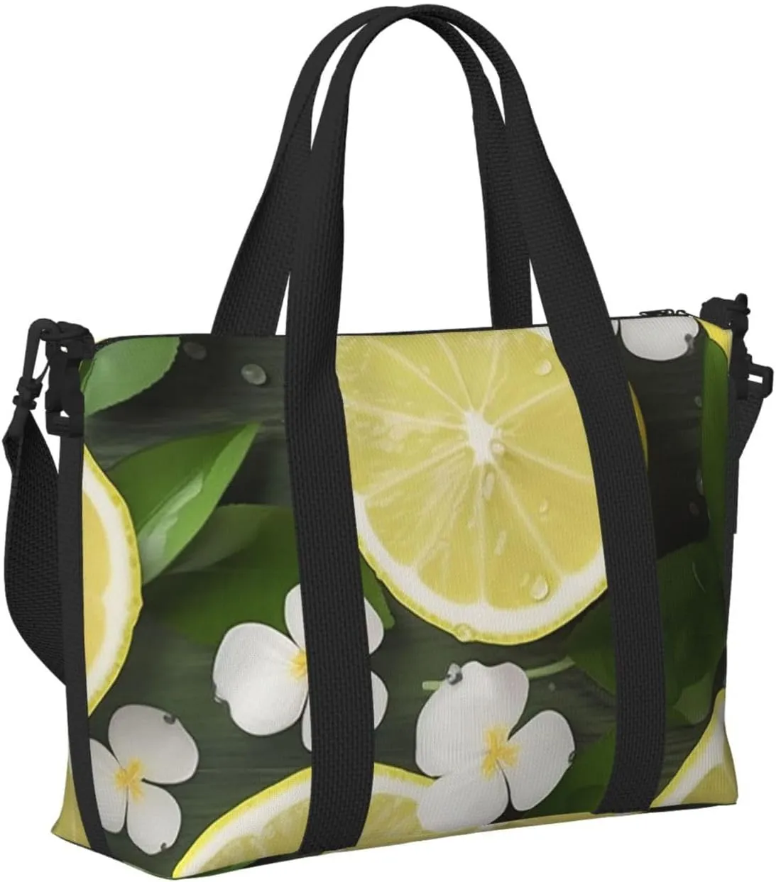 Sports Gym Bag for Women Men Travel Duffel Bag Tote Weekender Bag Carry on Overnight Bag for Travel Swimming Fitness Workout Sports Fresh Lemon Duffle Bag