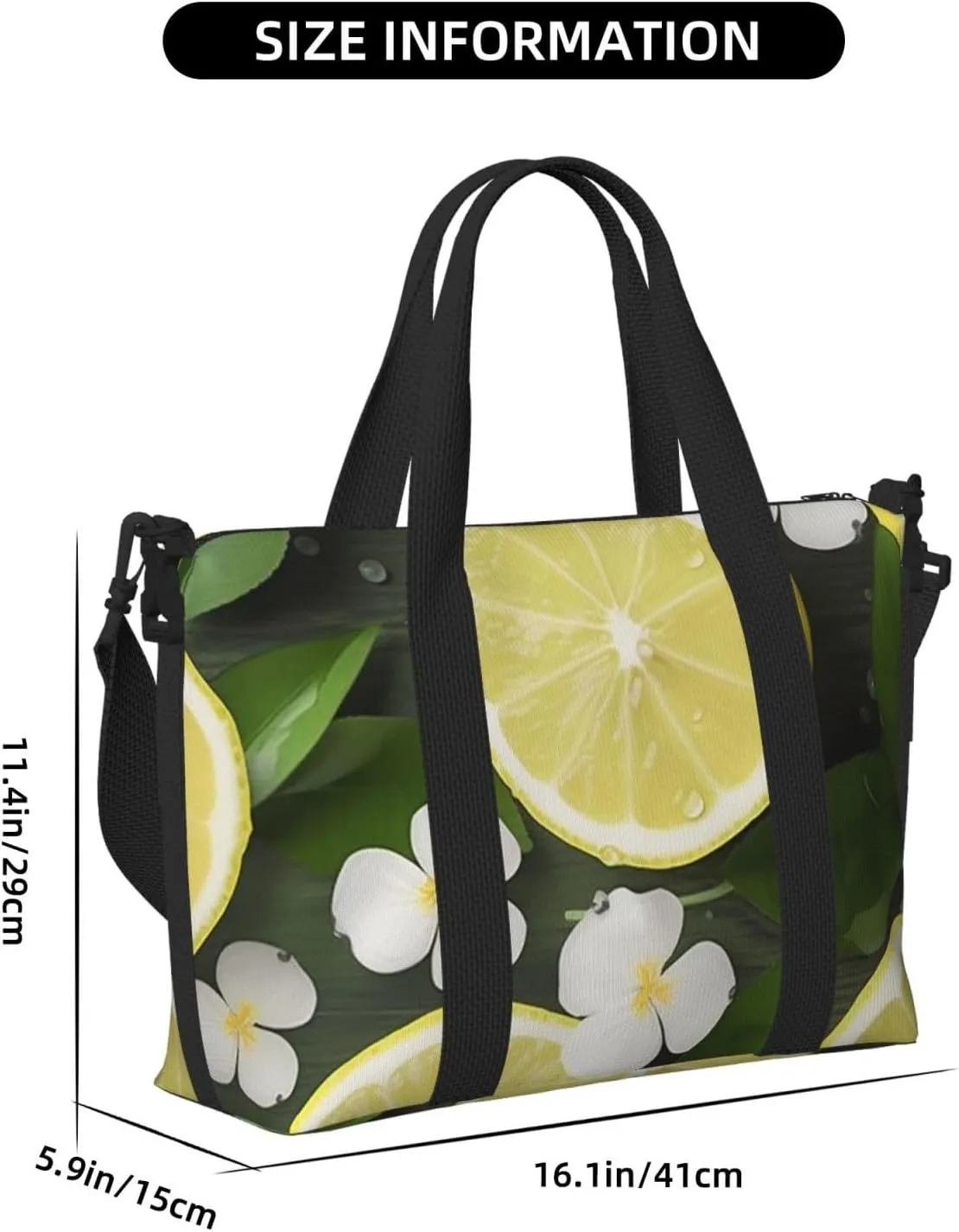 Sports Gym Bag for Women Men Travel Duffel Bag Tote Weekender Bag Carry on Overnight Bag for Travel Swimming Fitness Workout Sports Fresh Lemon Duffle Bag