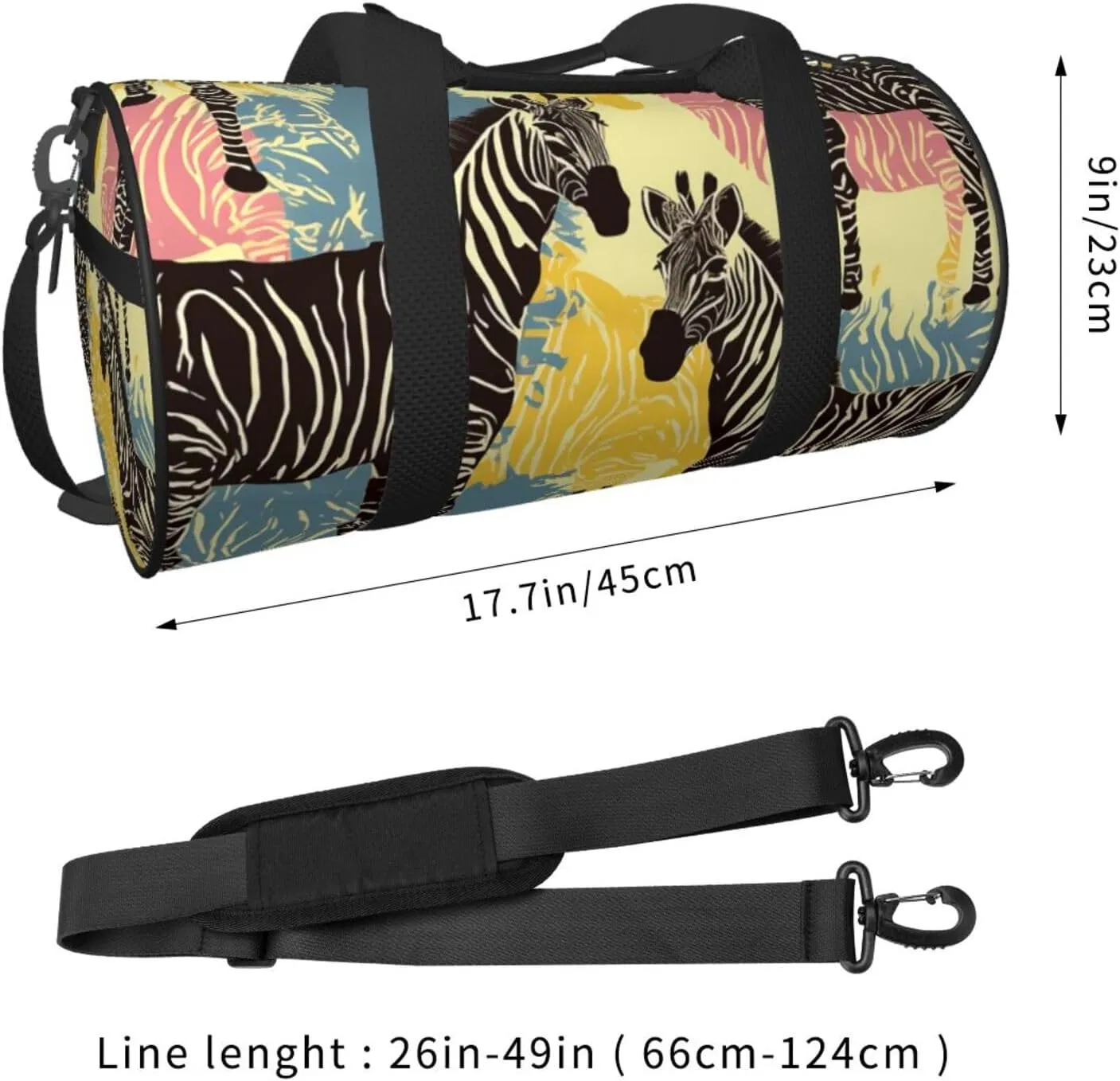 Sports Gym Bag for Women Men Travel Duffel Bag Tote Weekender Bag Carry on Overnight Bag for Travel Swimming Fitness Workout Sports Giraffe and zebra Duffle Bag