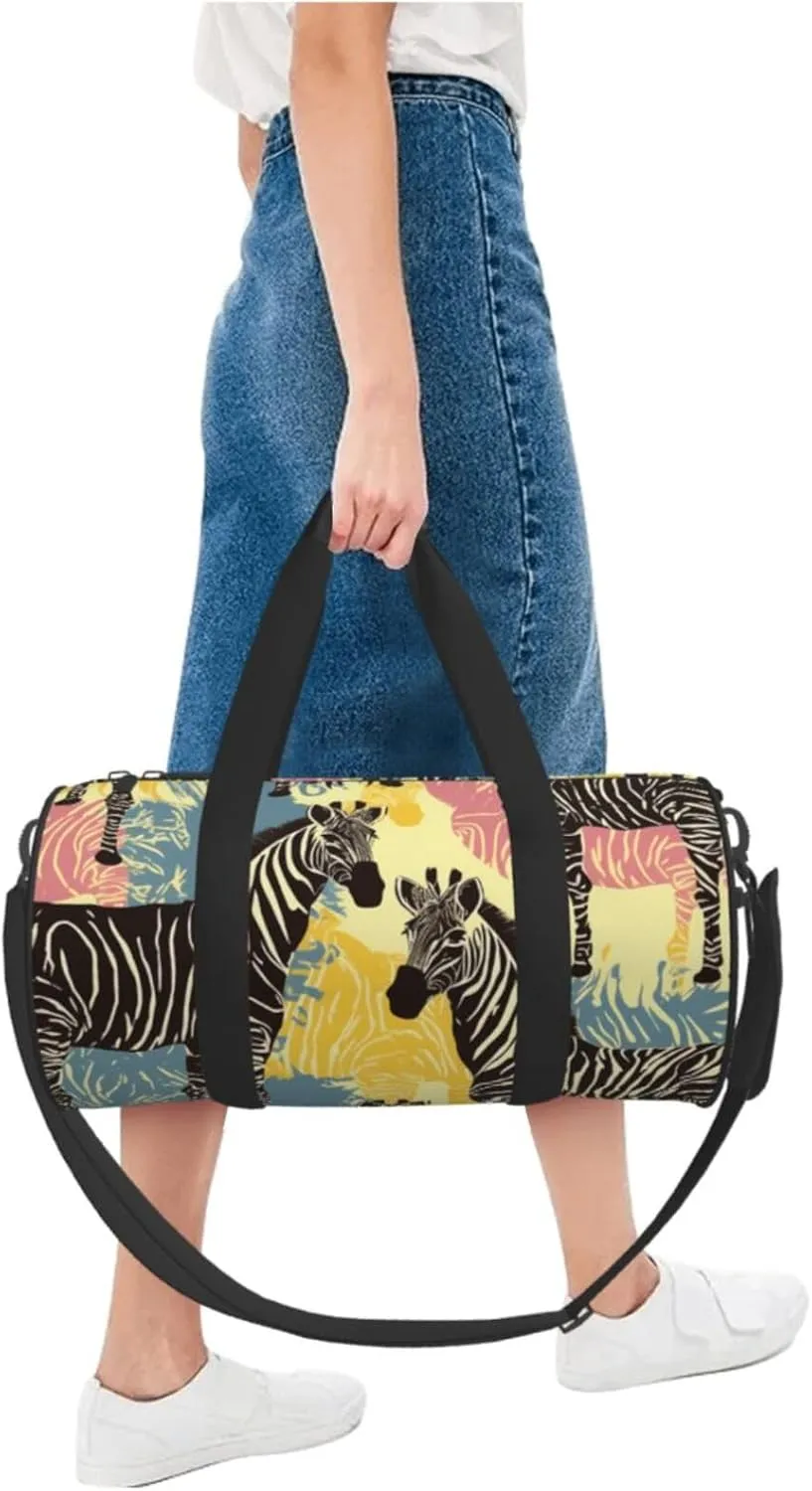 Sports Gym Bag for Women Men Travel Duffel Bag Tote Weekender Bag Carry on Overnight Bag for Travel Swimming Fitness Workout Sports Giraffe and zebra Duffle Bag