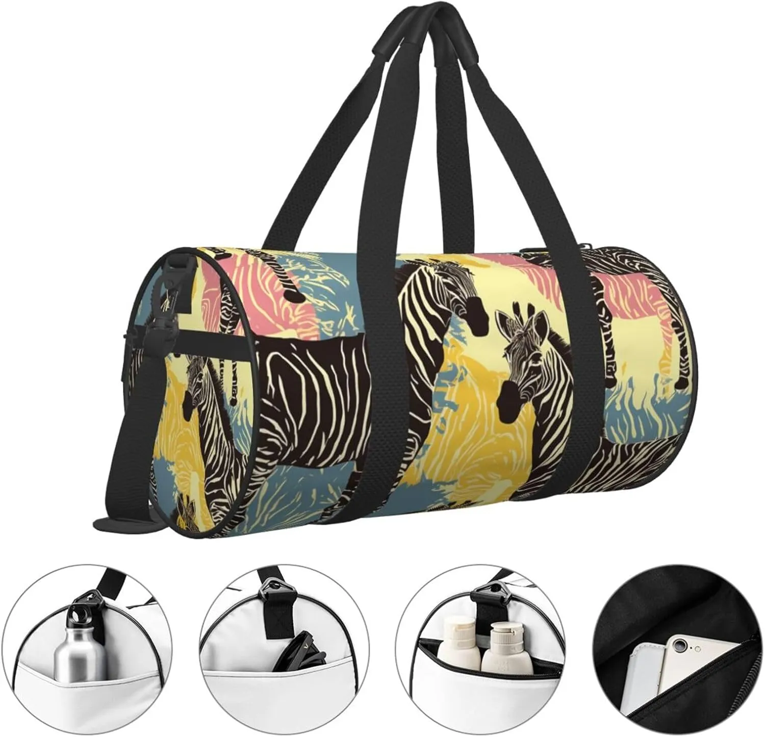 Sports Gym Bag for Women Men Travel Duffel Bag Tote Weekender Bag Carry on Overnight Bag for Travel Swimming Fitness Workout Sports Giraffe and zebra Duffle Bag