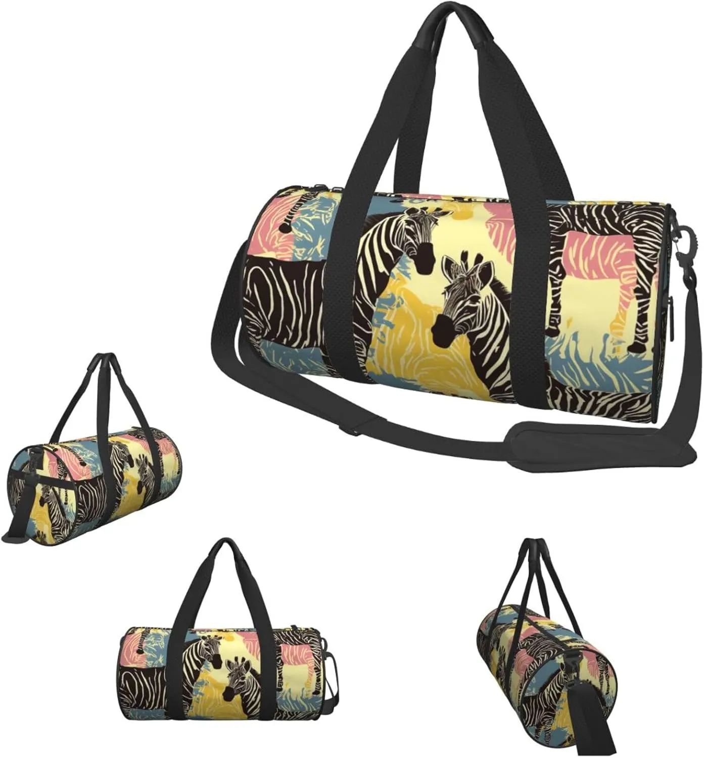 Sports Gym Bag for Women Men Travel Duffel Bag Tote Weekender Bag Carry on Overnight Bag for Travel Swimming Fitness Workout Sports Giraffe and zebra Duffle Bag