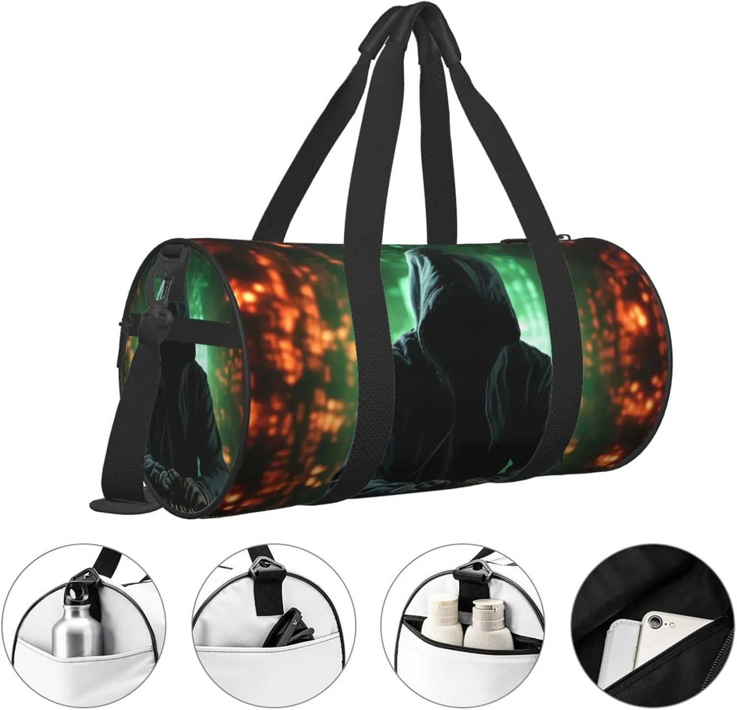 Sports Gym Bag for Women Men Travel Duffel Bag Tote Weekender Bag Carry on Overnight Bag for Travel Swimming Fitness Workout Sports Hacker Attack Duffle Bag