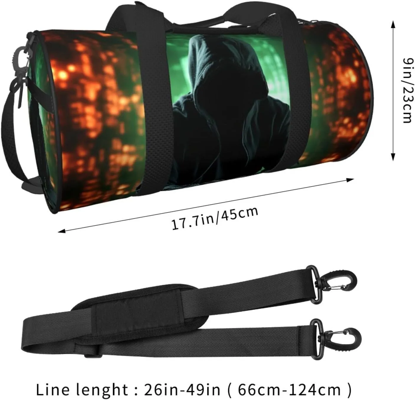 Sports Gym Bag for Women Men Travel Duffel Bag Tote Weekender Bag Carry on Overnight Bag for Travel Swimming Fitness Workout Sports Hacker Attack Duffle Bag