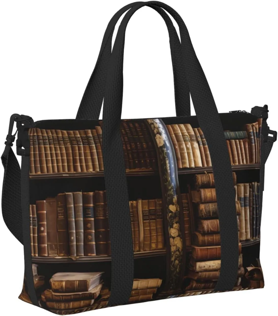 Sports Gym Bag for Women Men Travel Duffel Bag Tote Weekender Bag Carry on Overnight Bag for Travel Swimming Fitness Workout Sports Old Books in Library Duffle Bag