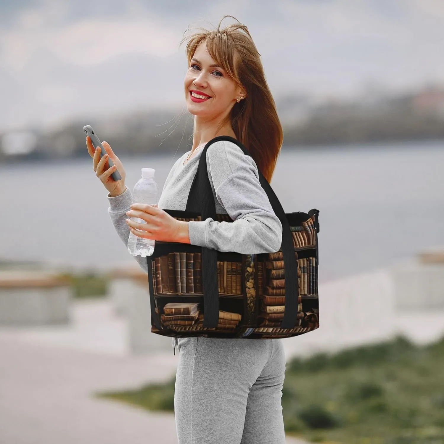 Sports Gym Bag for Women Men Travel Duffel Bag Tote Weekender Bag Carry on Overnight Bag for Travel Swimming Fitness Workout Sports Old Books in Library Duffle Bag