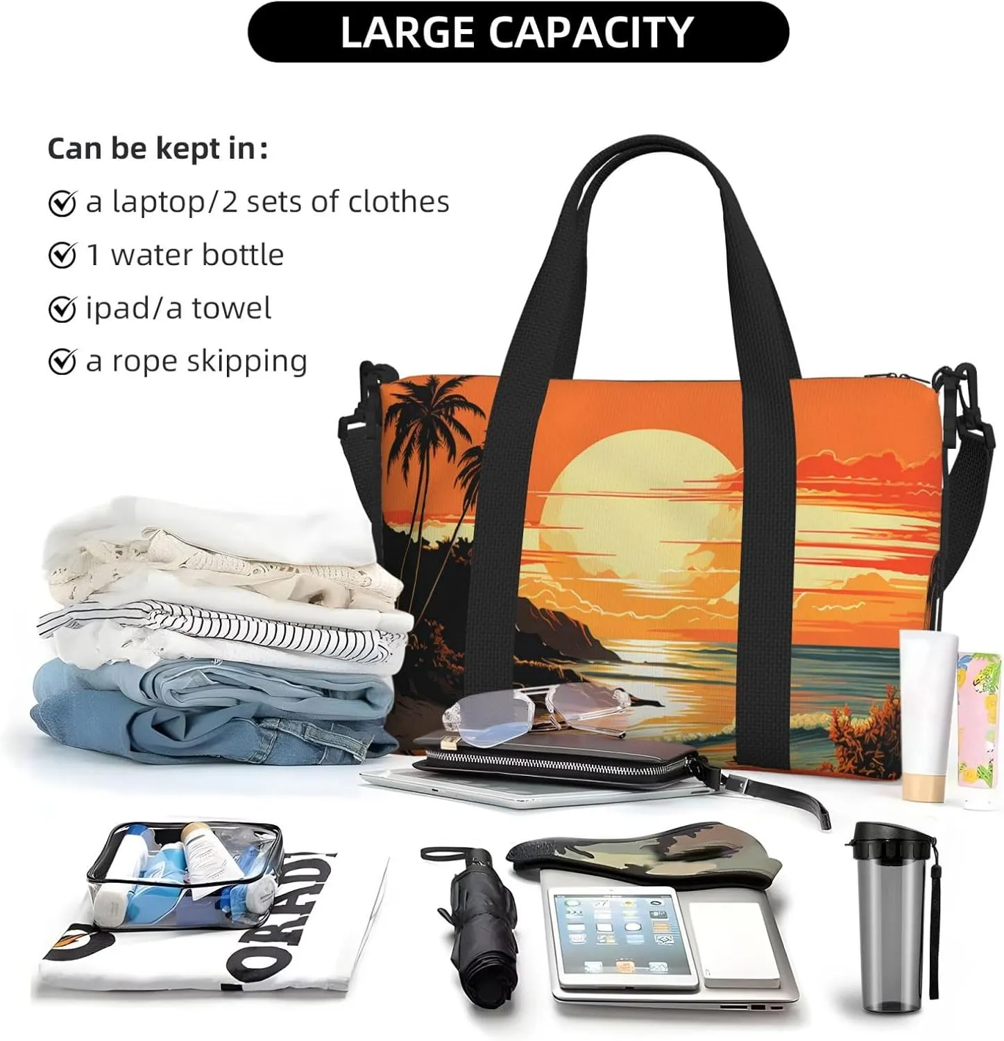 Sports Gym Bag for Women Men Travel Duffel Bag Tote Weekender Bag Carry on Overnight Bag for Travel Swimming Fitness Workout Sports Original Poster for Endless Summer Duffle Bag