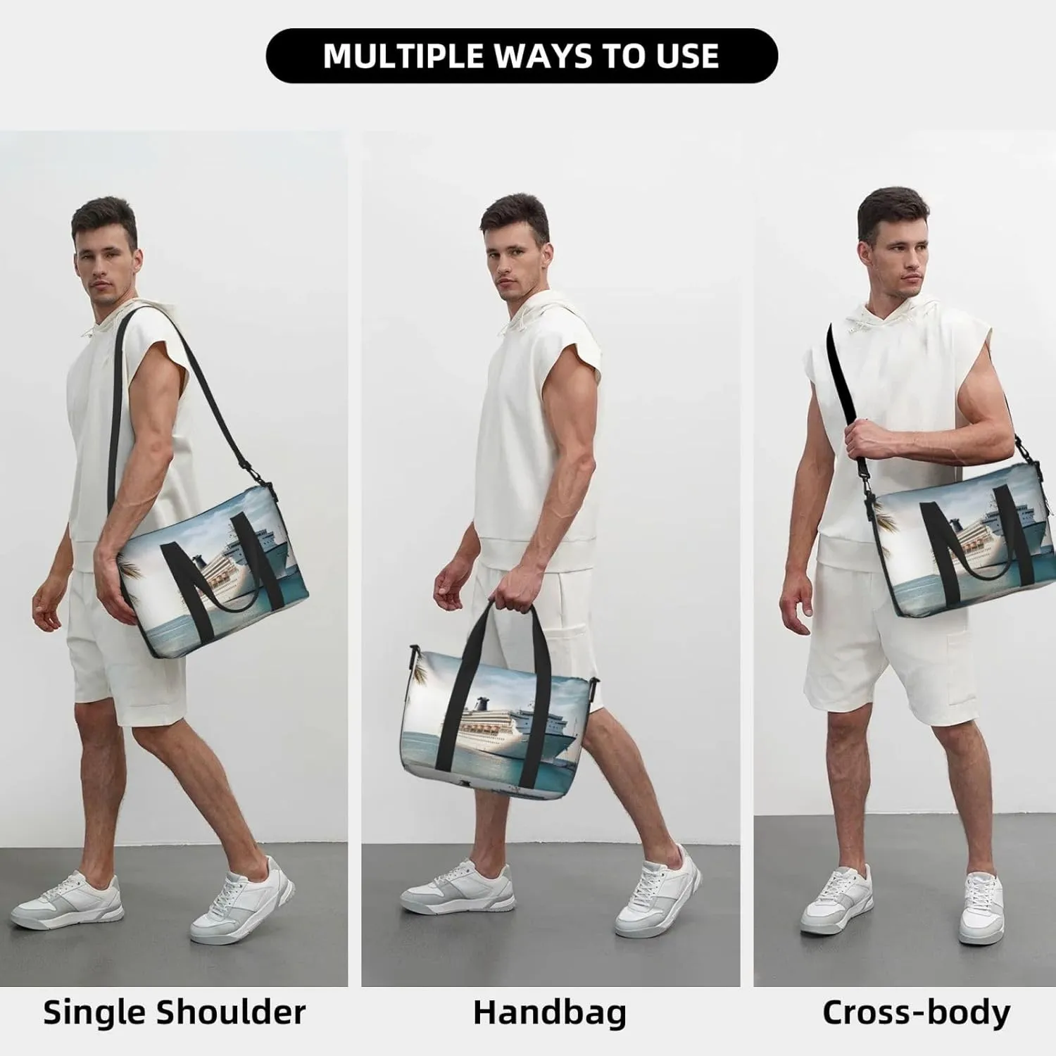 Sports Gym Bag for Women Men Travel Duffel Bag Tote Weekender Bag Carry on Overnight Bag for Travel Swimming Fitness Workout Sports Seaside Cruise Ship Duffle Bag