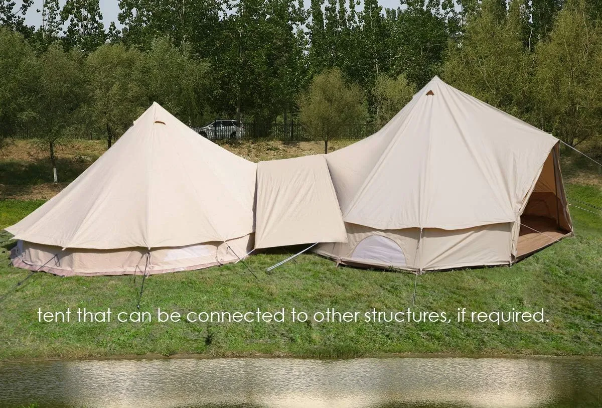 SportTent 4-Season Camping Cotton Canvas Bell Tent Wall Hunting Tent with 2 Doors and Stove Jack Hole