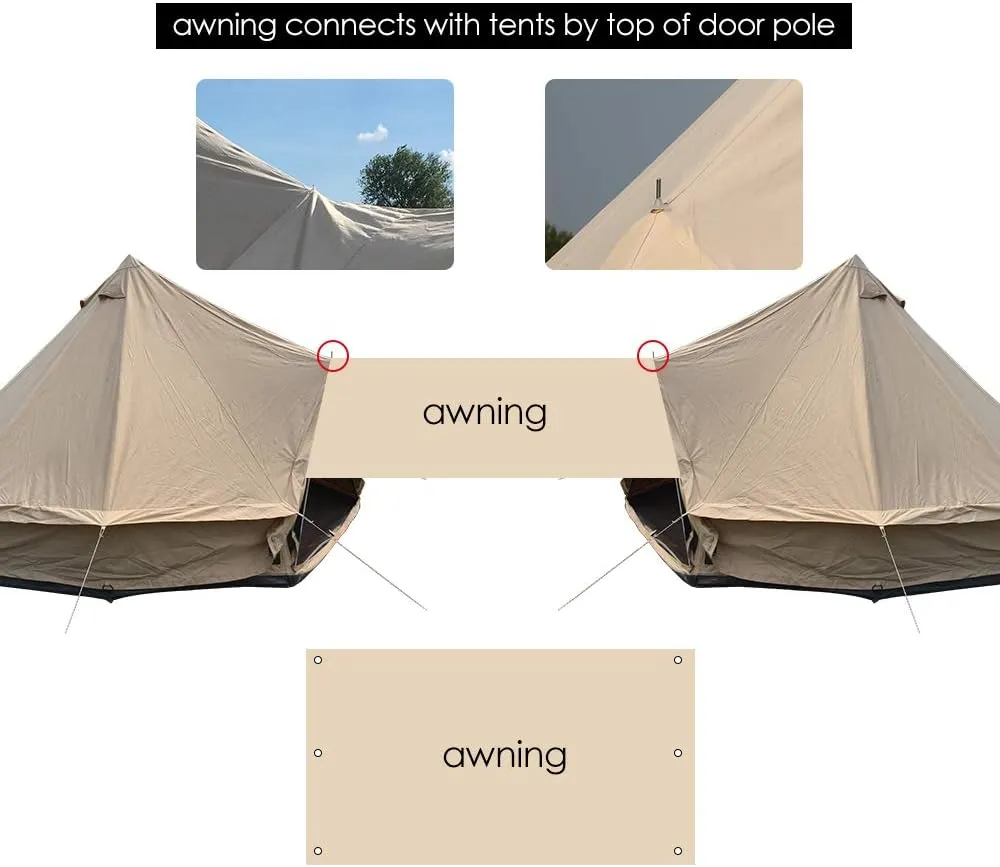 SportTent 4-Season Camping Cotton Canvas Bell Tent Wall Hunting Tent with 2 Doors and Stove Jack Hole