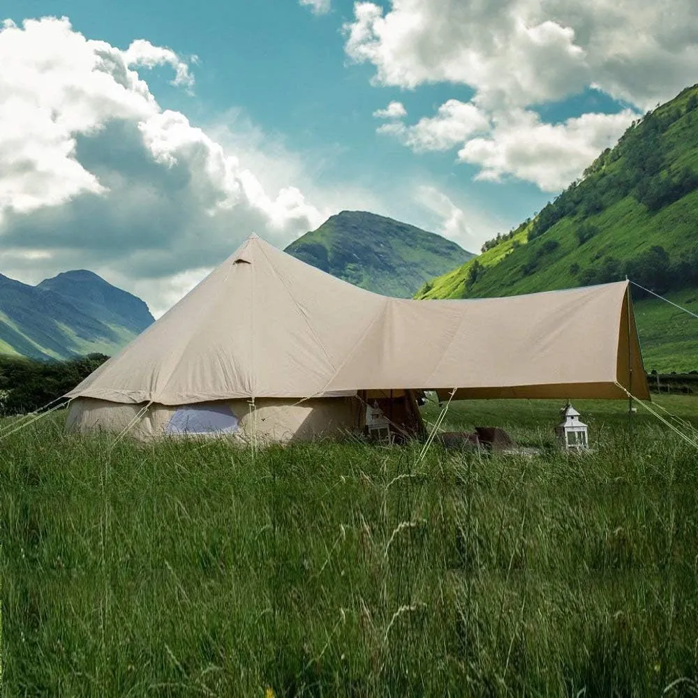 SportTent 4-Season Camping Cotton Canvas Bell Tent Wall Hunting Tent with 2 Doors and Stove Jack Hole