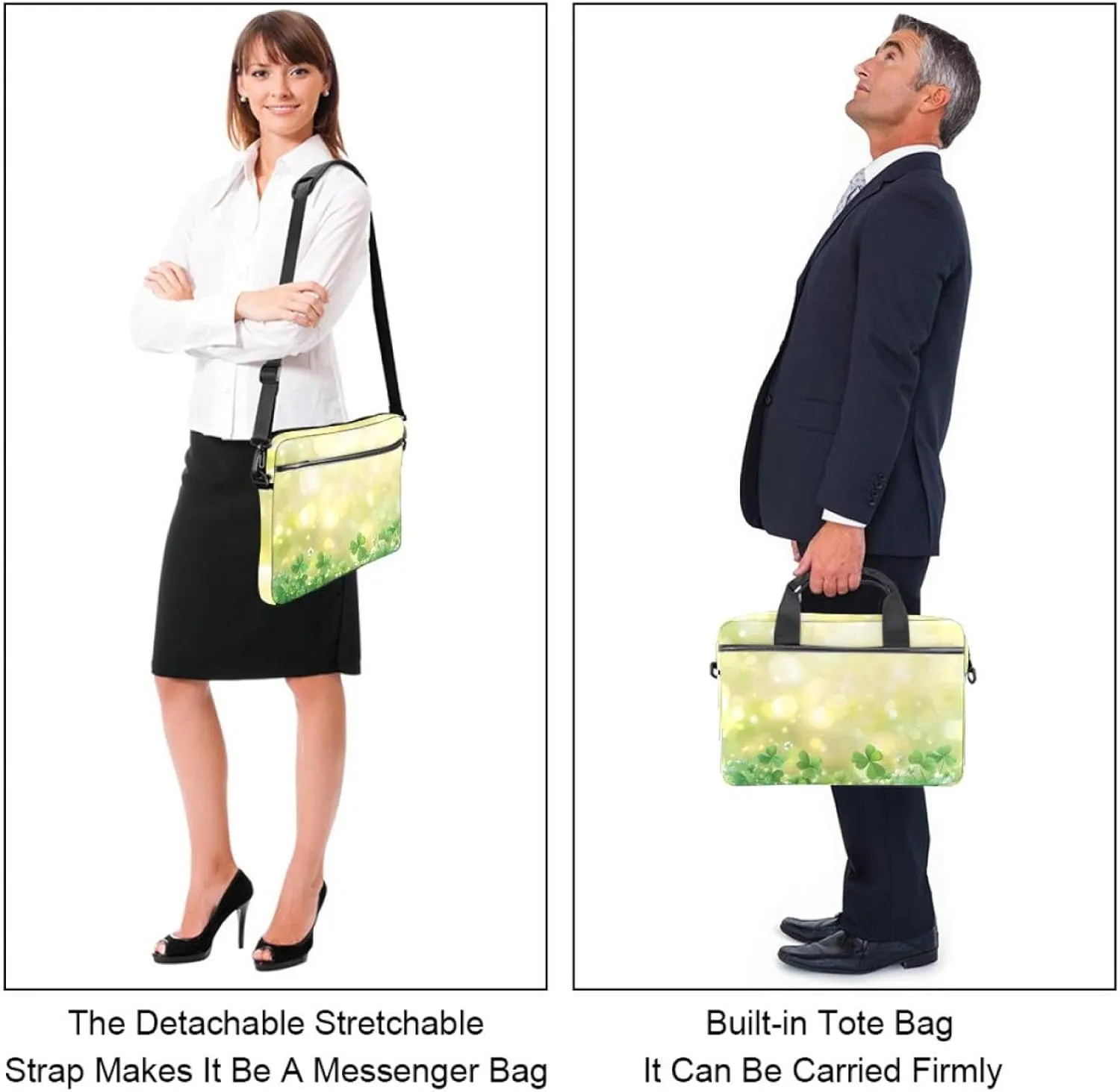 Spring Pattern with Twigs and Moon Laptop Shoulder Bag Slim Computer Briefcase Laptop Sleeve Messenger Case
