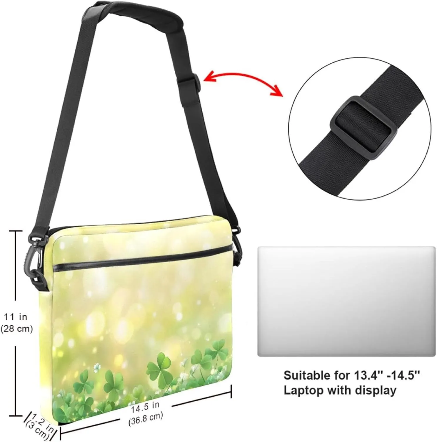 Spring Pattern with Twigs and Moon Laptop Shoulder Bag Slim Computer Briefcase Laptop Sleeve Messenger Case