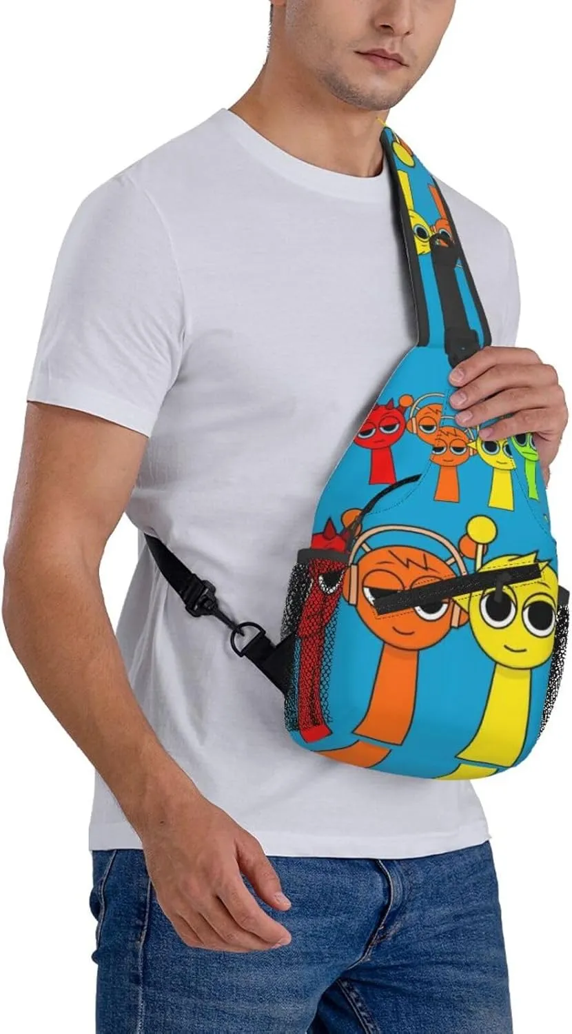 Sprunki Sling Backpack Chest Bag Crossbody Shoulder Bag,Travel Hiking Daypack For Men Women Camping Gym